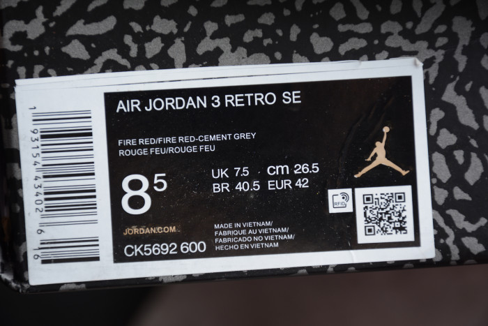 Air Jordan 3 “Red Cement” CK5692-600